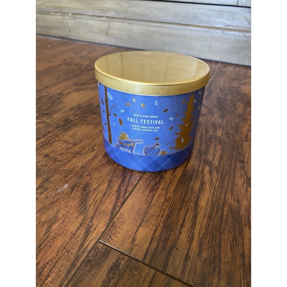 NEW bath and body works Fall Festival 3 wick candle 14.5 oz Autumn